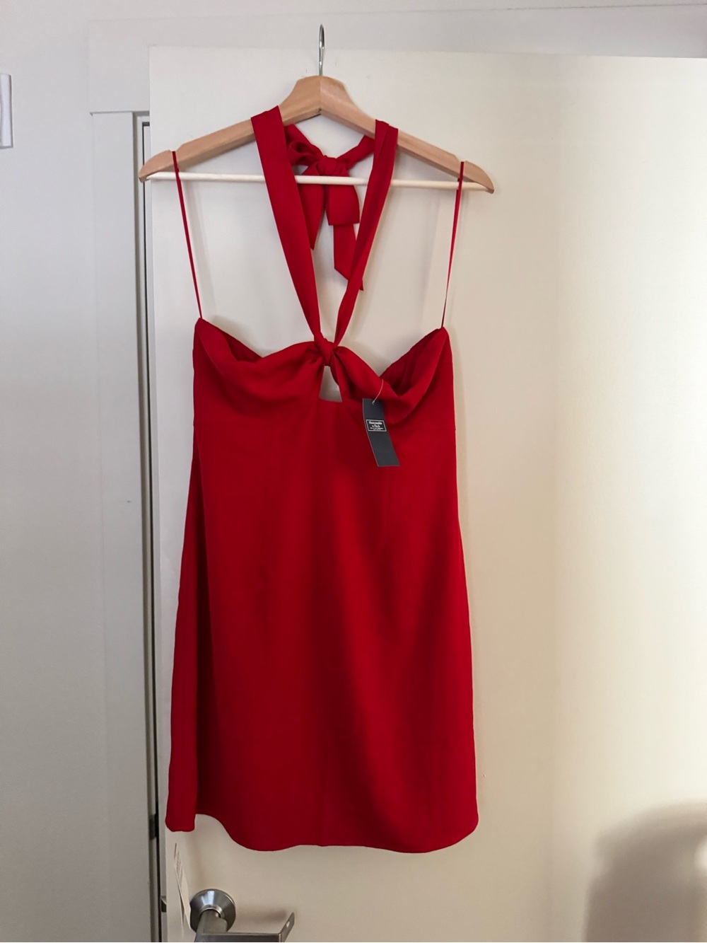 Abercrombie & Fitch Red Halter Tie-Back Mini Dress